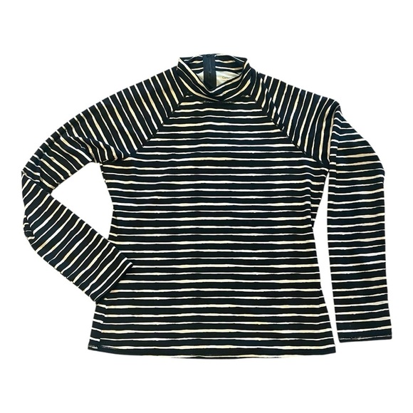 Garnet Hill Signature Rashguard, Black/White Striped, Mock Neck, Long Sleeve, M - Picture 15 of 15